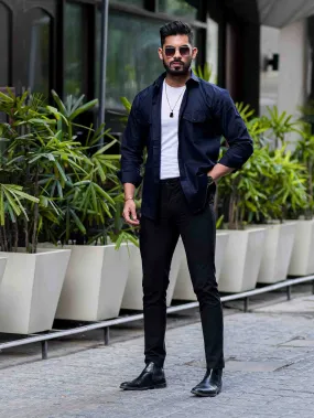 Navy Blue Oxford Premium Cotton Over Shirt