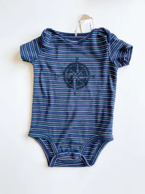Navy Striped Bodysuit with Compass (Mommy & Me Option) - 18 months