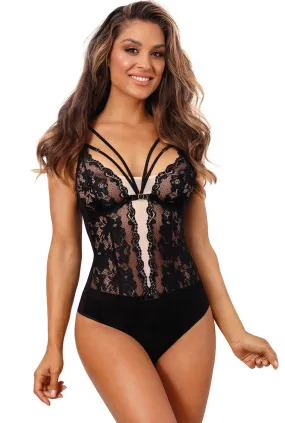 Nude & Black Lace Luxury Women's Bodysuit
