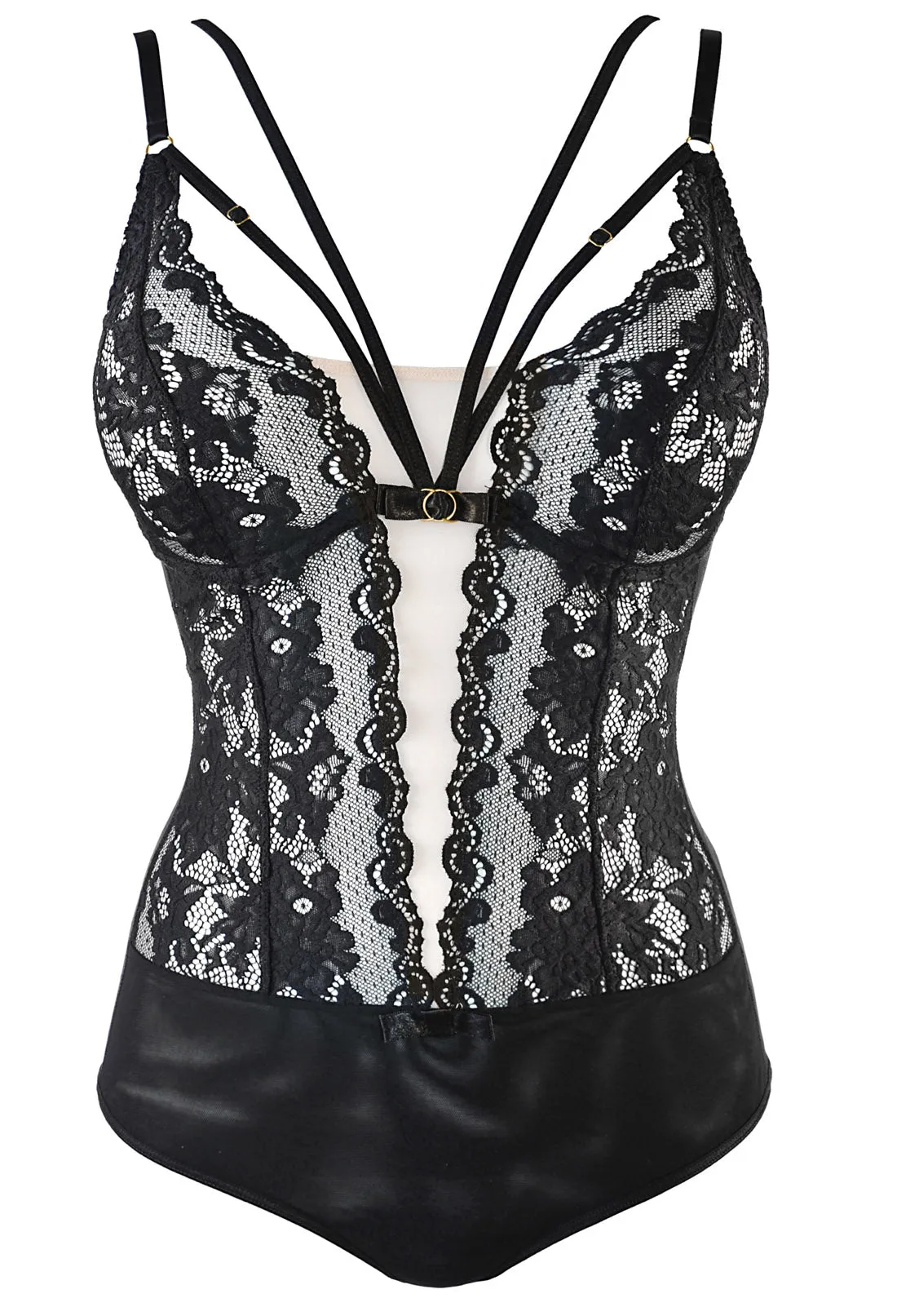 Nude & Black Lace Luxury Women's Bodysuit