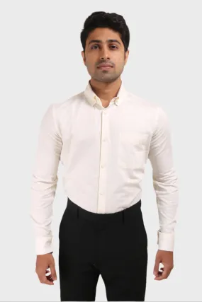 OFF WHITE SATIN SLUB SLIM FIT SHIRT