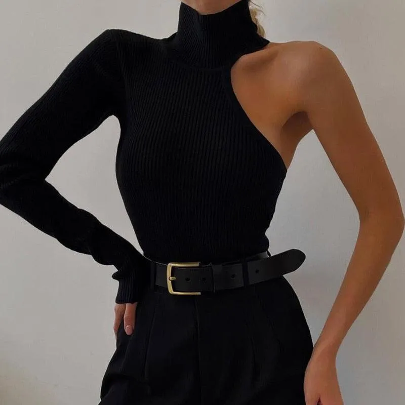 One Shoulder Knitted Bodysuit