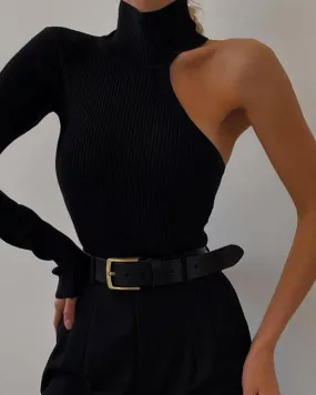One Shoulder Knitted Bodysuit