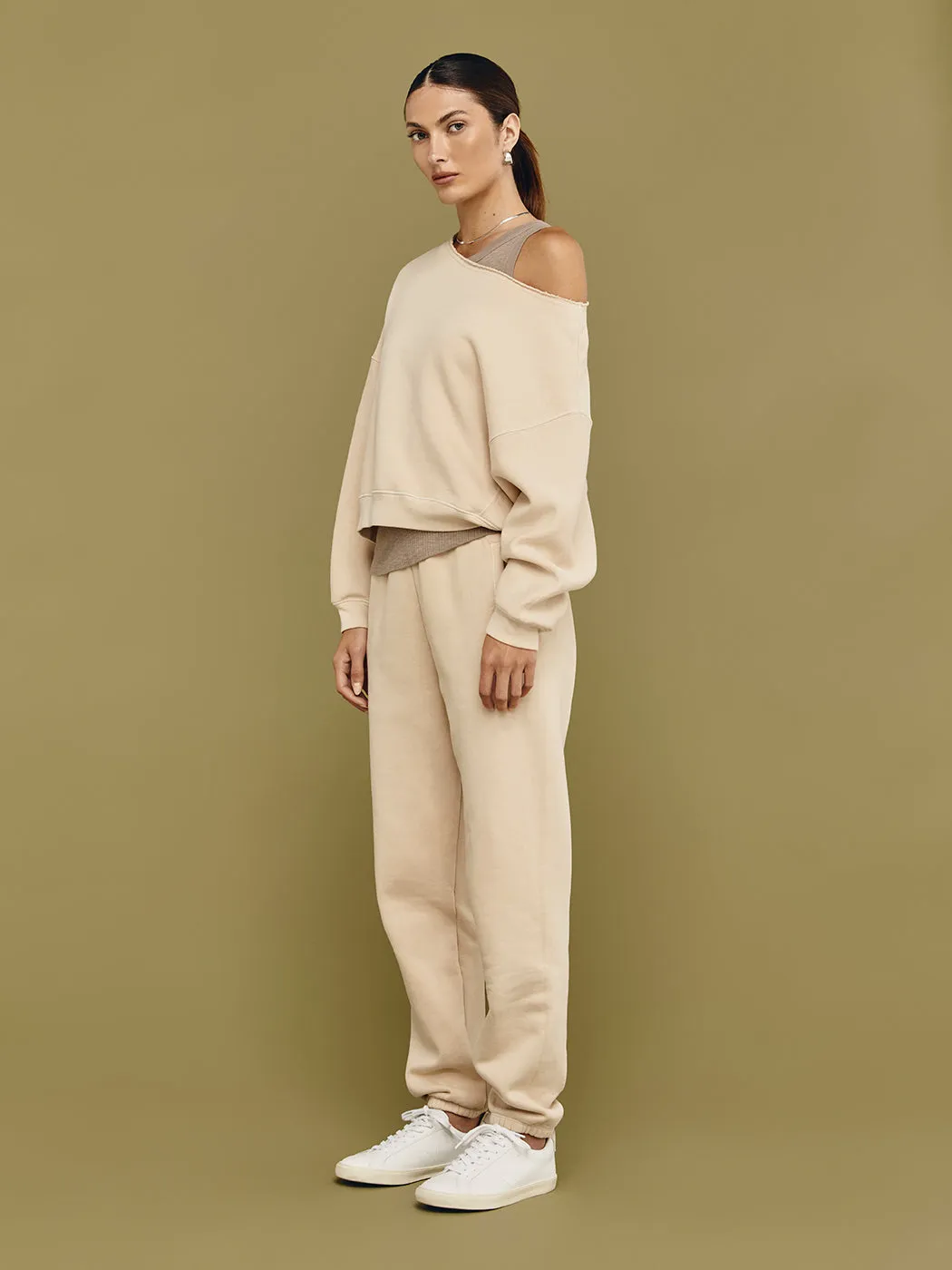 One Shoulder Sweatshirt - Powder