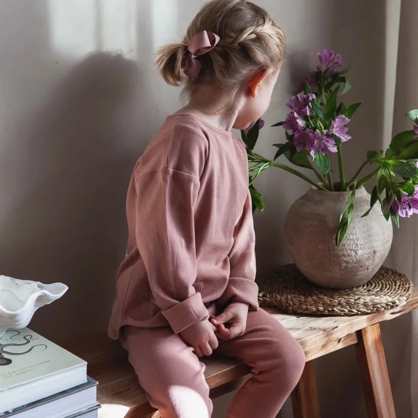 Organic Rib Sweatshirt - Dusty Rose