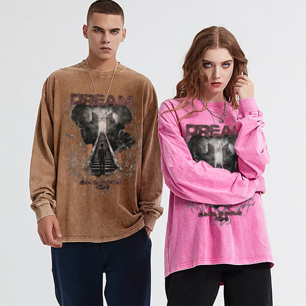 Oversized Vintage Washed Dream Chaser Graphic Sweatshirt