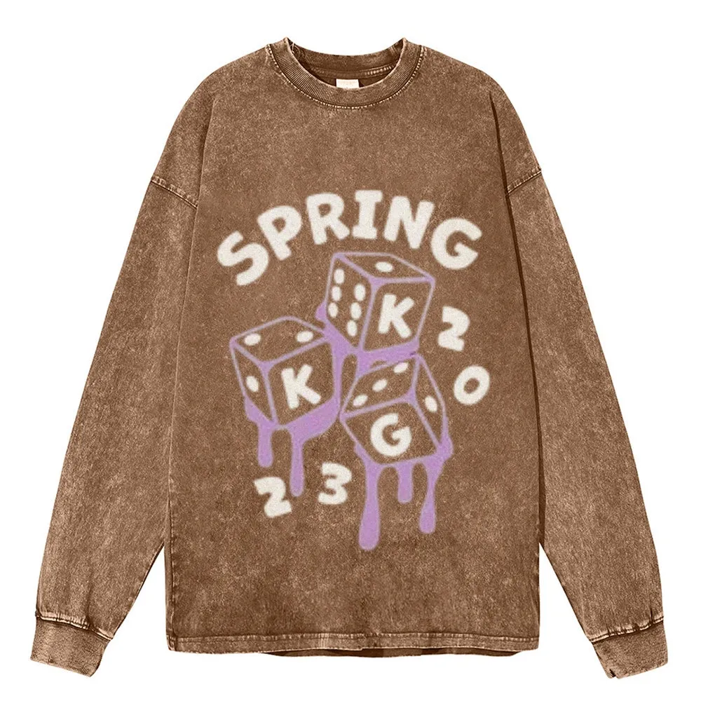 Oversized Vintage Washed Spring Game Graphic Sweatshirt
