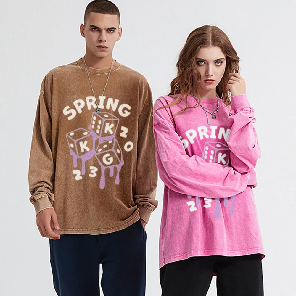 Oversized Vintage Washed Spring Game Graphic Sweatshirt