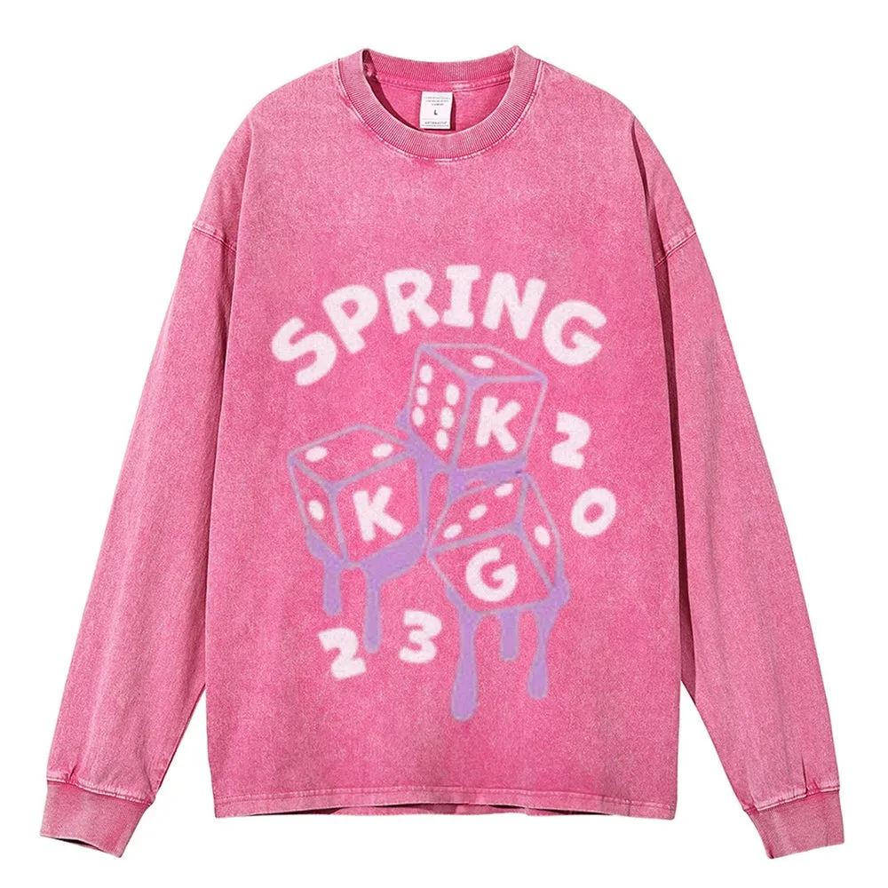 Oversized Vintage Washed Spring Game Graphic Sweatshirt