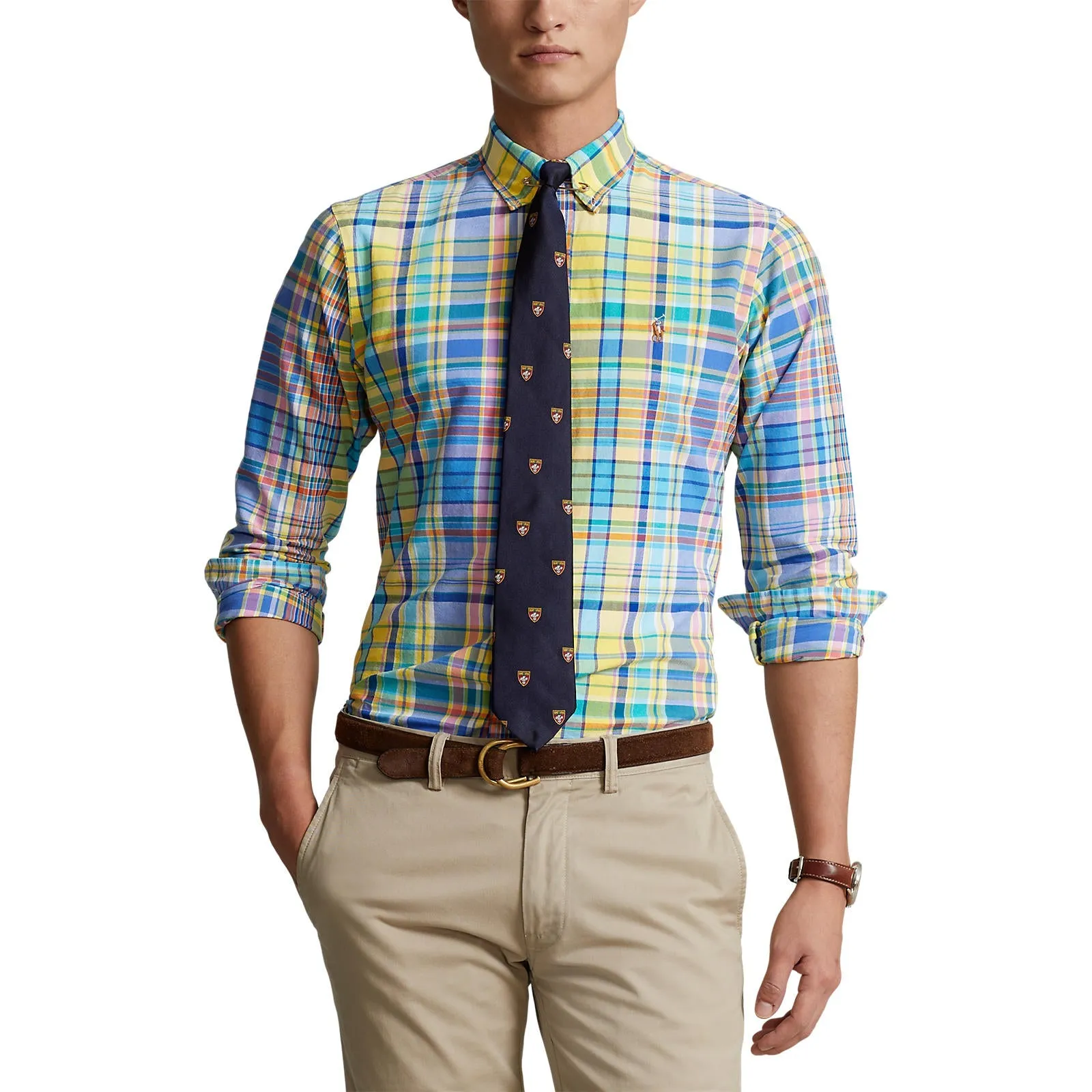 Oxford Shirt - Plaid - Yellow/Turquoise Multi
