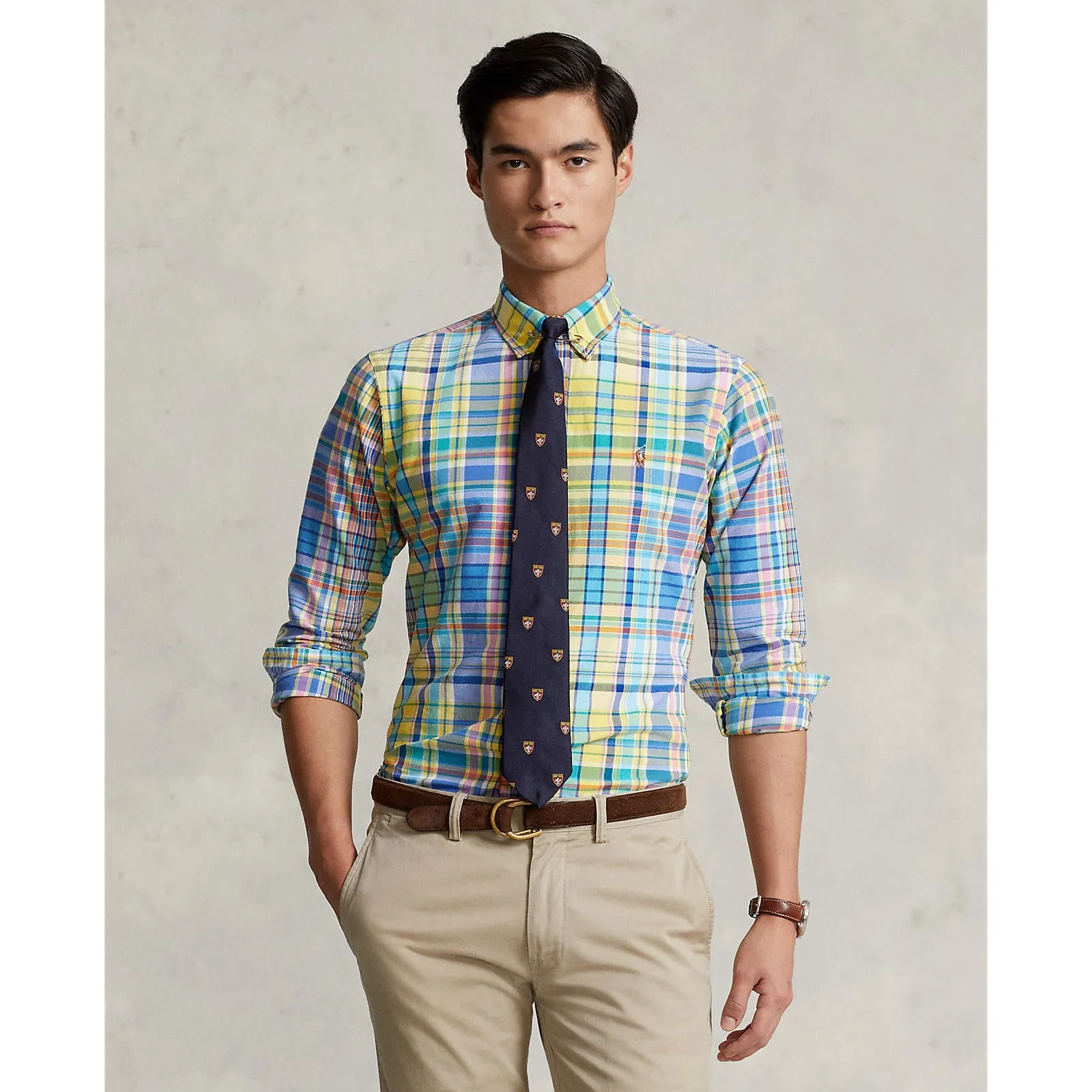 Oxford Shirt - Plaid - Yellow/Turquoise Multi