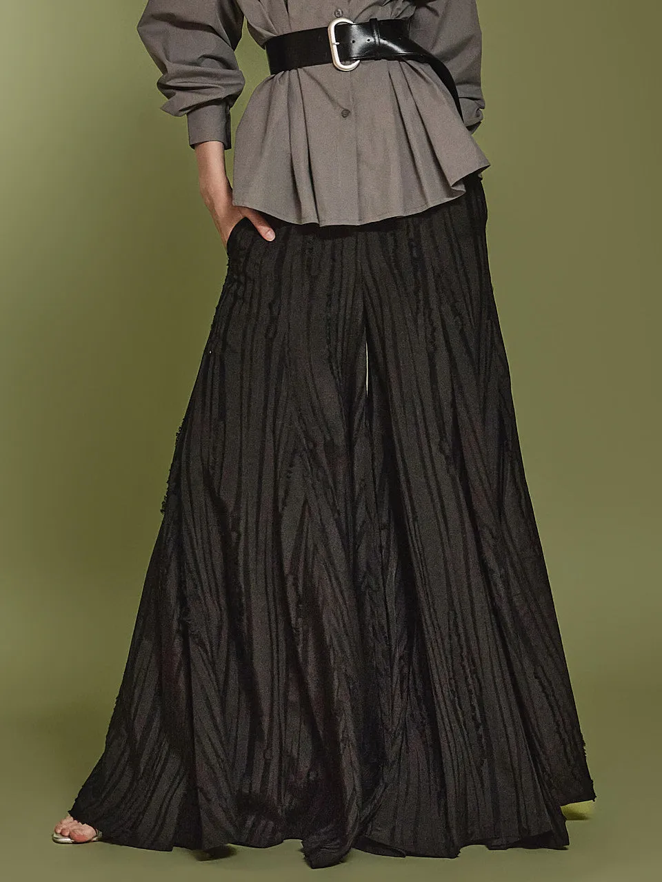 P9158 Linen Flared Slacks