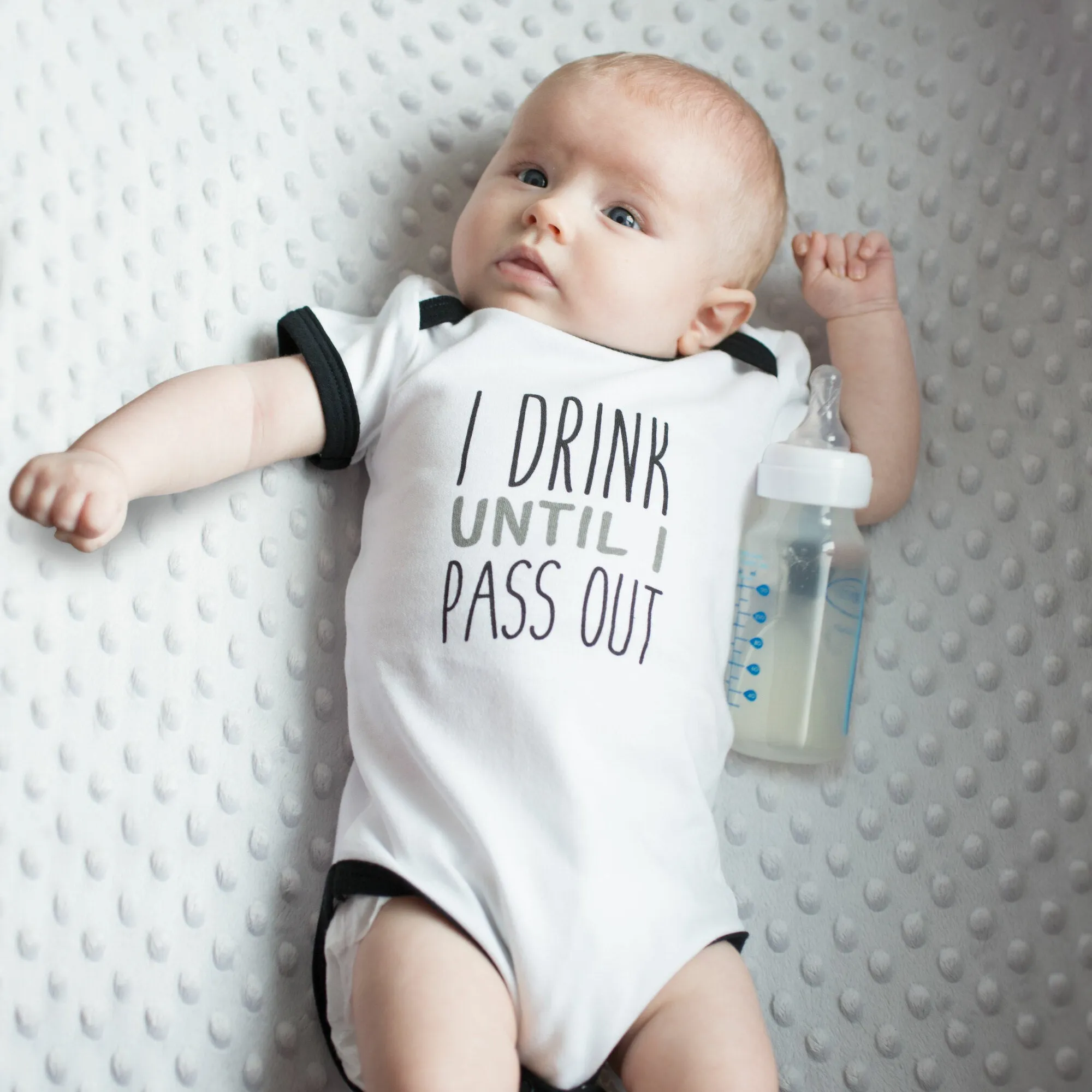Pass Out Black Trimmed Onesie