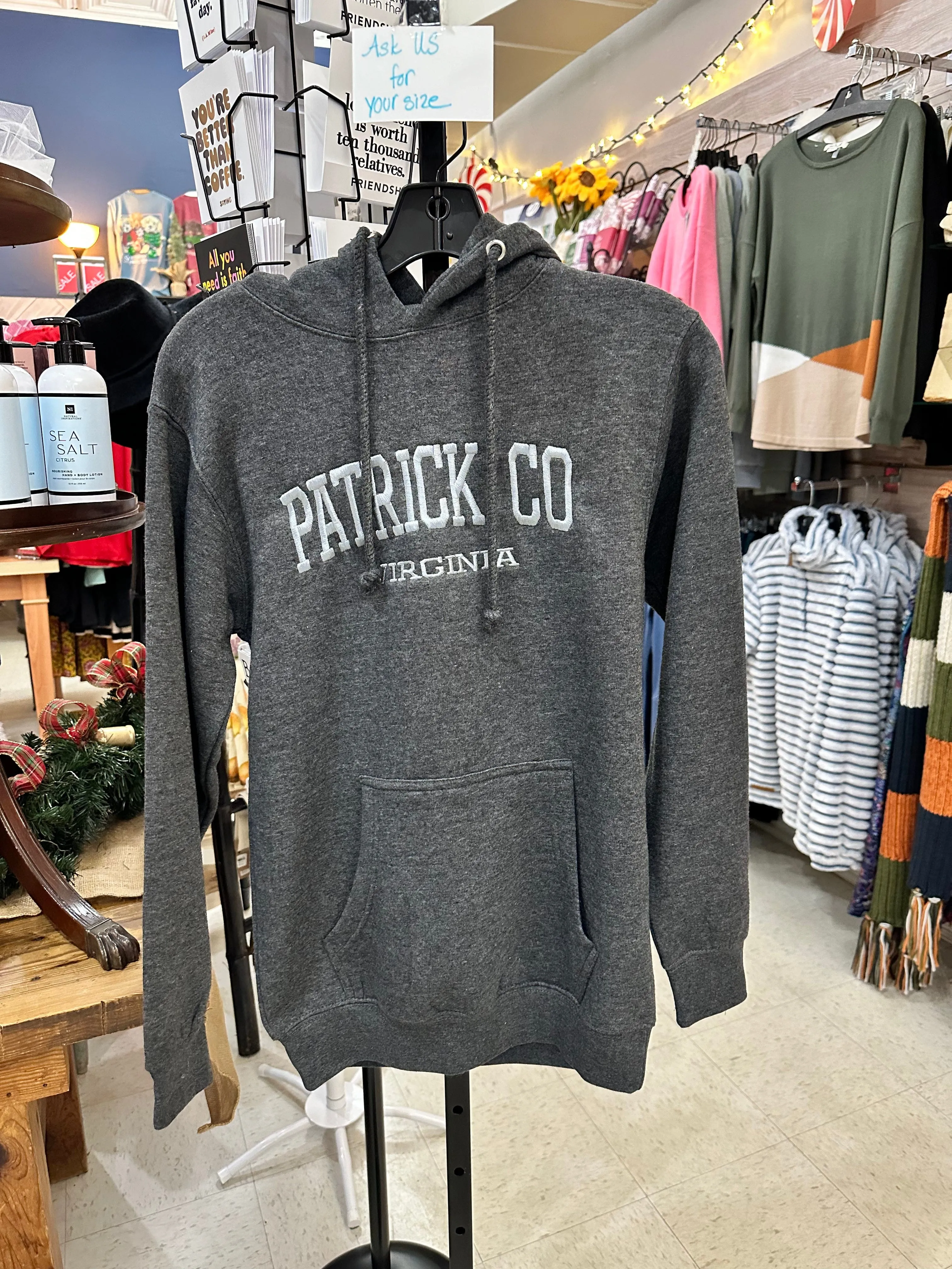 Patrick County Cotton Hooded Sweatshirt in Charcoal