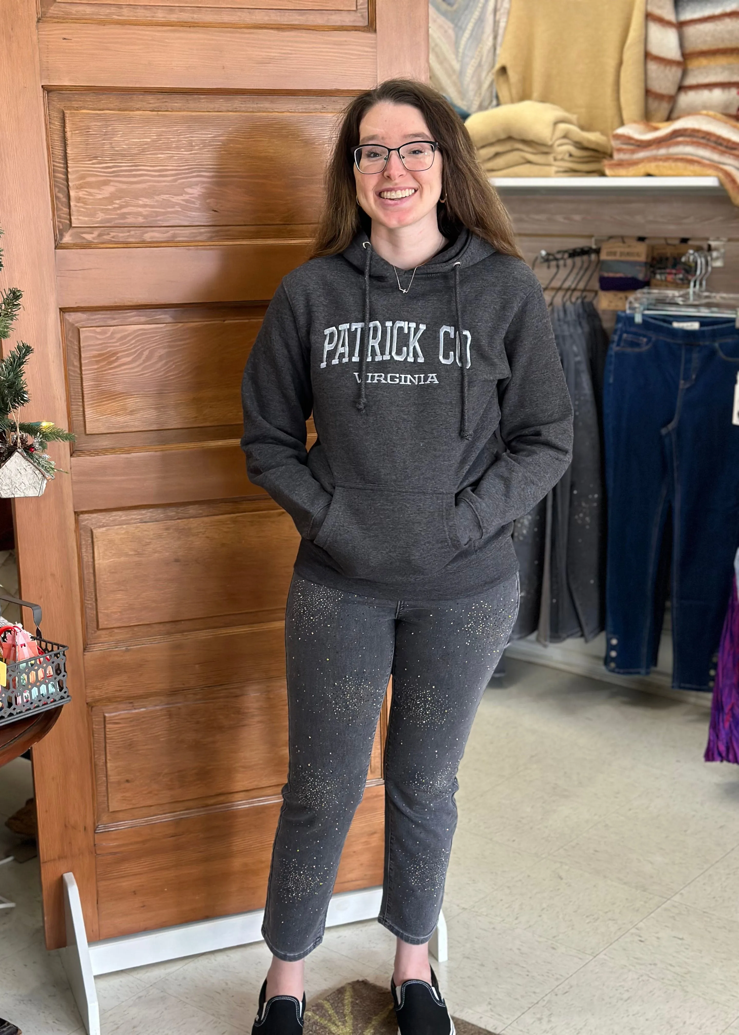 Patrick County Cotton Hooded Sweatshirt in Charcoal