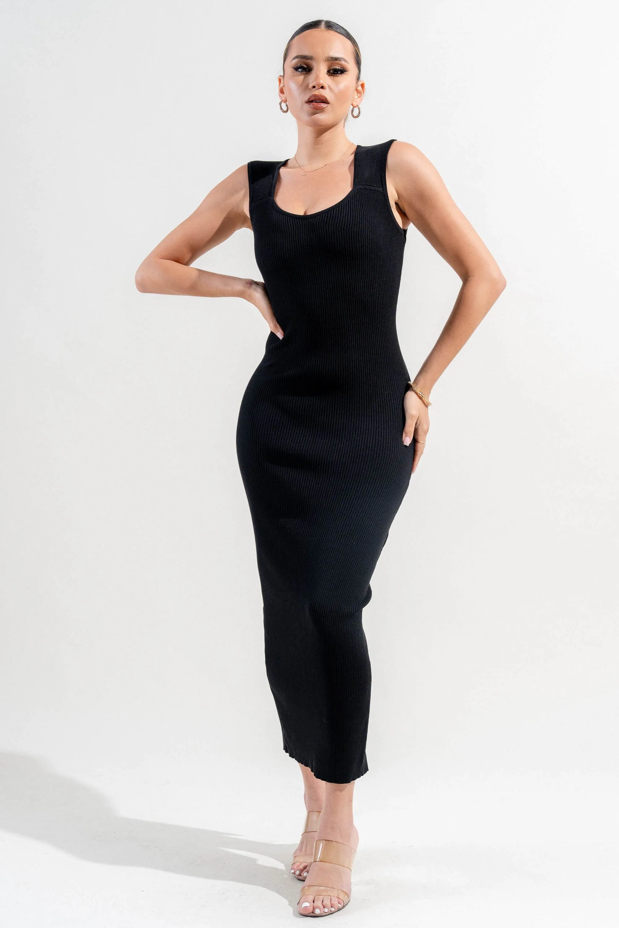 PD78310S-W / SWEATER RIB DRESS