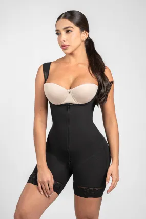 Perfect Butt Zipper Bodysuit Black
