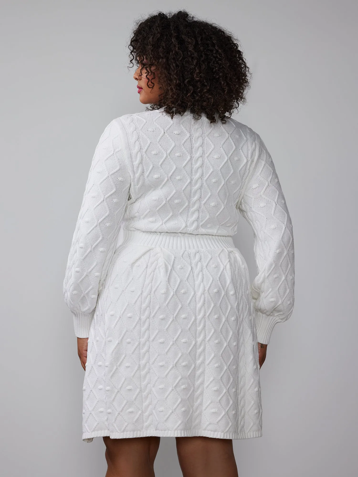 Plus Long Sleeve Bow Sweater Dress