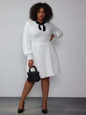Plus Long Sleeve Bow Sweater Dress