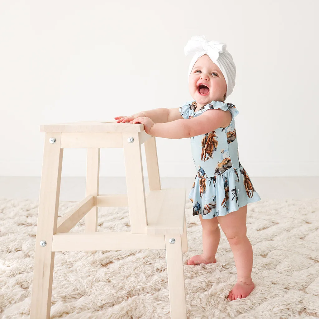 Posh Peanut Brody Ruffled Caplseeve Henley Twirl Bodysuit