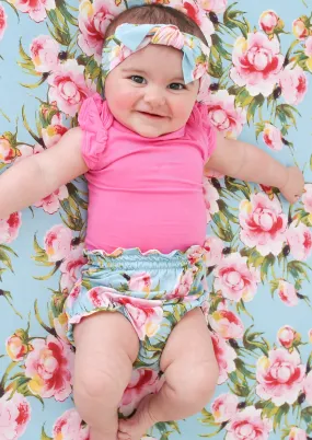 Posh Peanut Bubblegum Capsleeve Bodysuit & Carolina Floral Bloomer Set