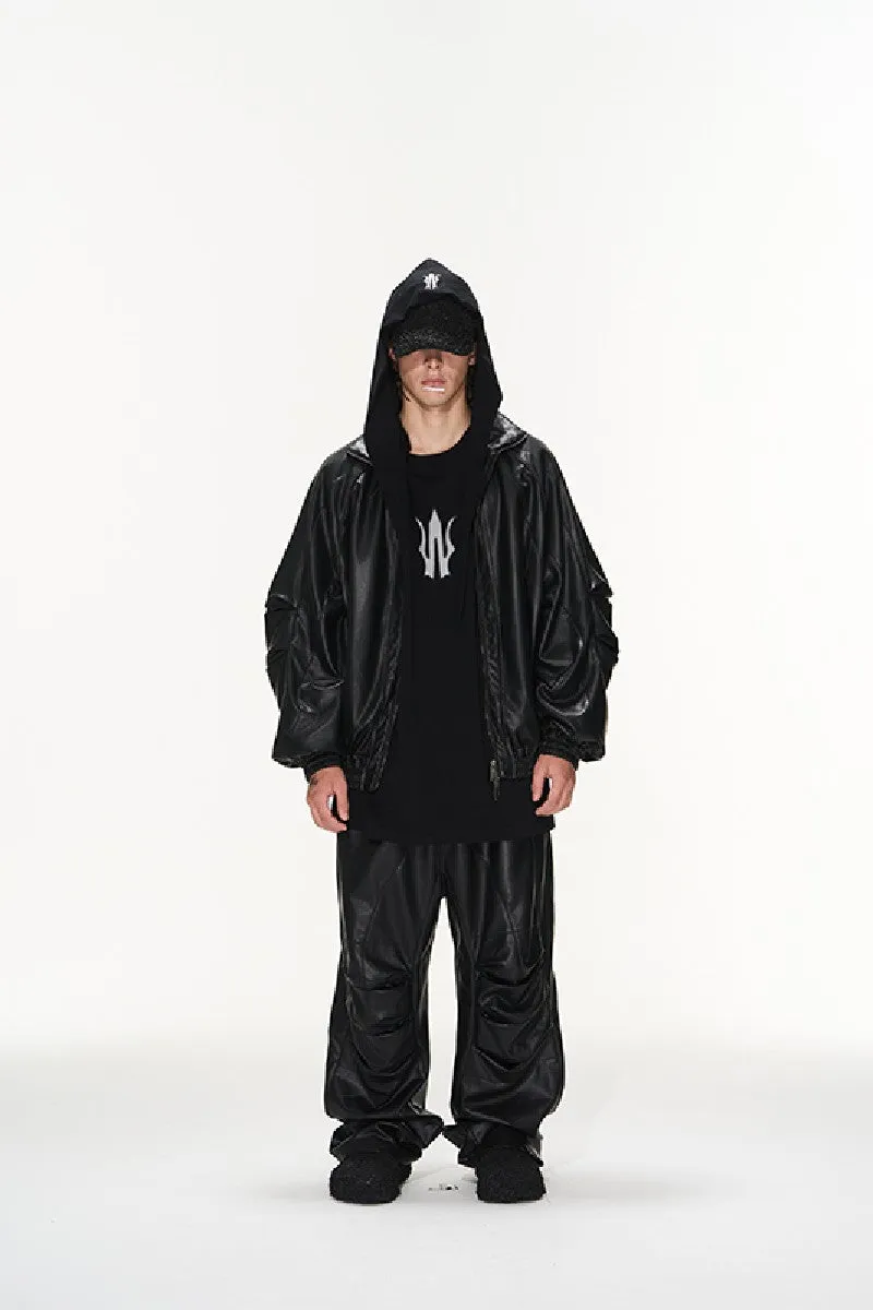 Pu Leather Pleated Pants