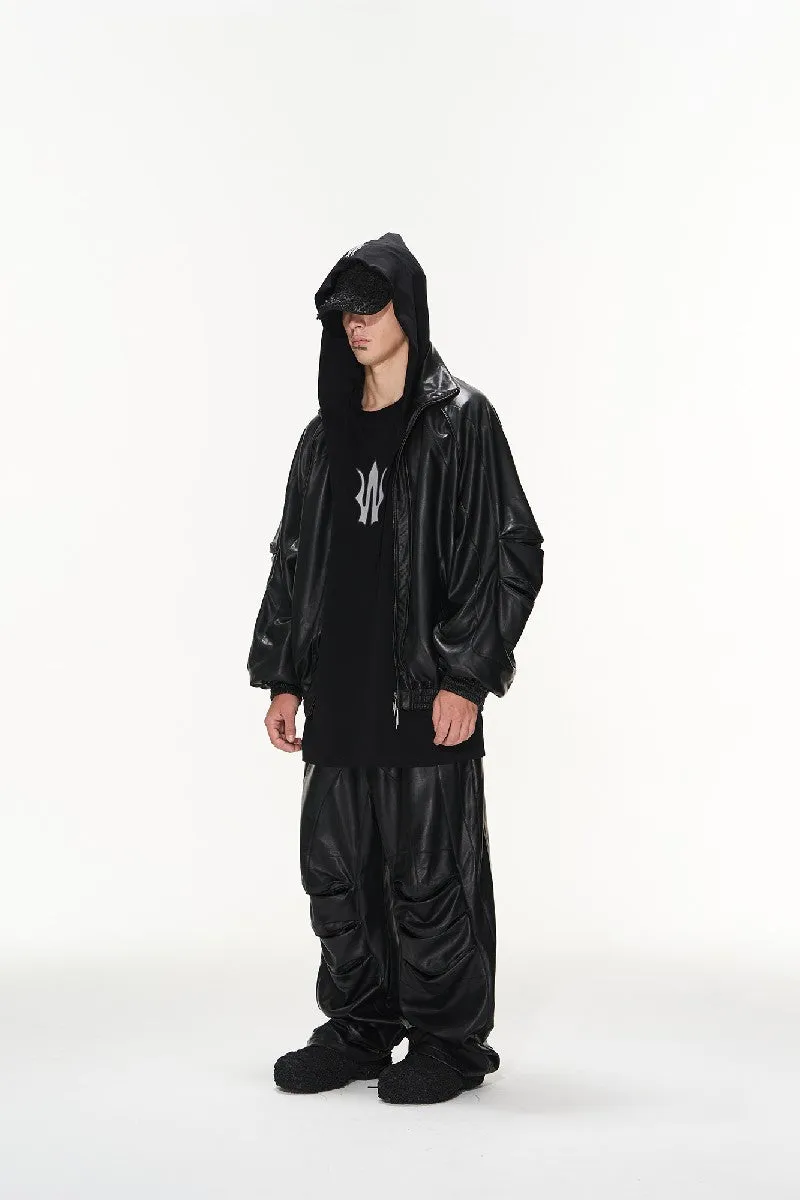 Pu Leather Pleated Pants