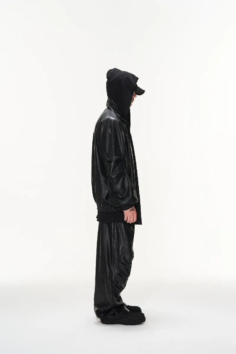 Pu Leather Pleated Pants