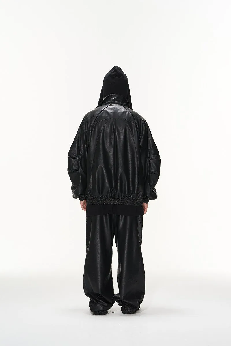 Pu Leather Pleated Pants