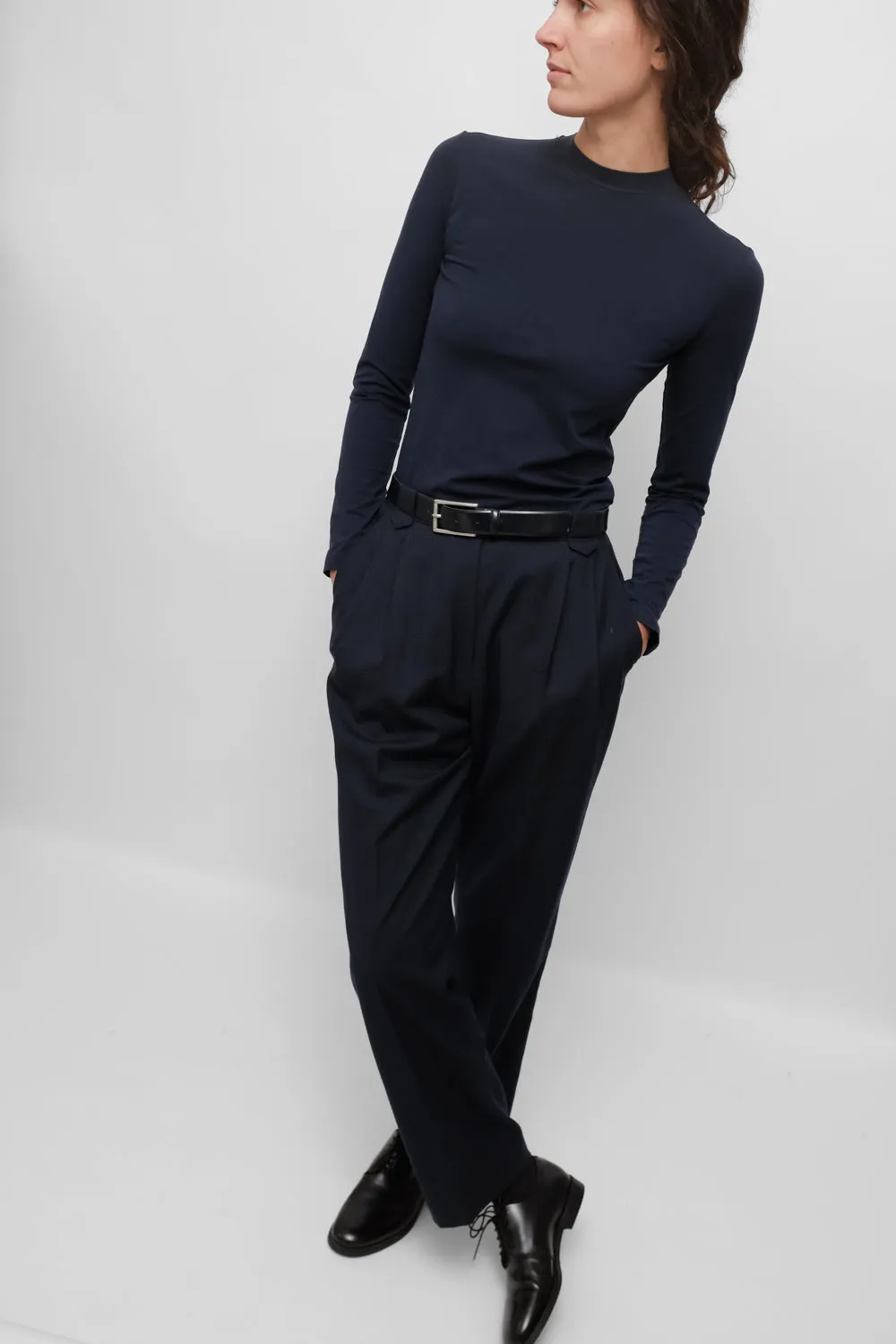 PURE WOOL NIGHTBLUE CHECKED SUIT PANTS