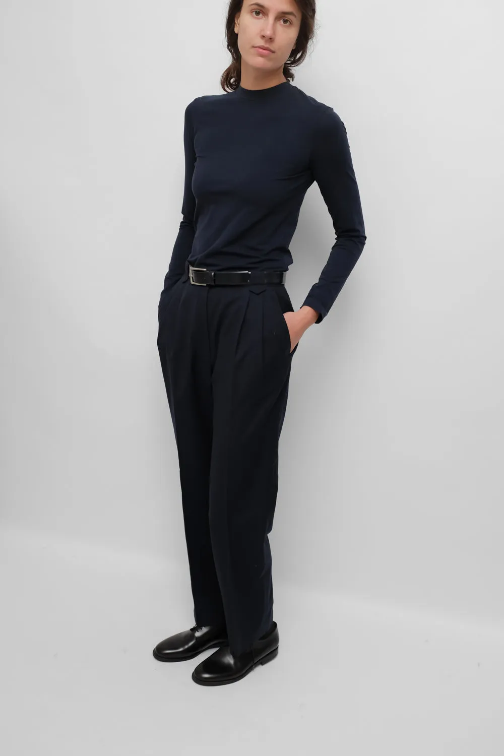 PURE WOOL NIGHTBLUE CHECKED SUIT PANTS