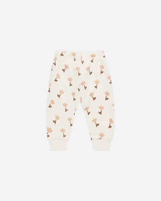 Quincy Mae Relaxed Fleece Sweat Pants - Tulips