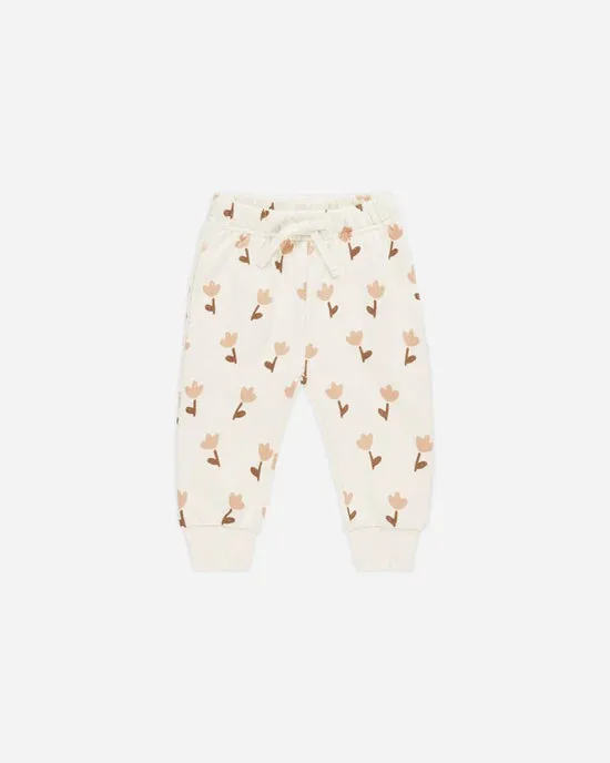 Quincy Mae Relaxed Fleece Sweat Pants - Tulips