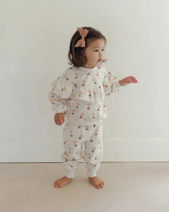 Quincy Mae Relaxed Fleece Sweat Pants - Tulips