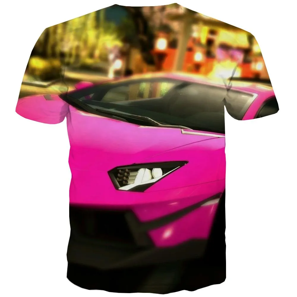 Racing Car T-shirt Men Metal Tshirt Printed City T shirts Funny Gray T-shirts Graphic Retro Tshirt Anime
