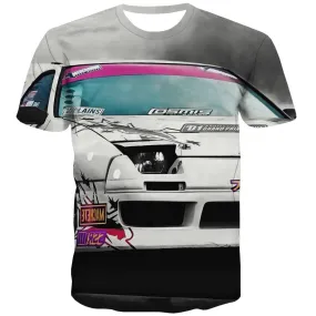Racing Car T shirts Men Metal Tshirts Novelty City T-shirts 3d Gray Shirt Print Retro Tshirt Anime