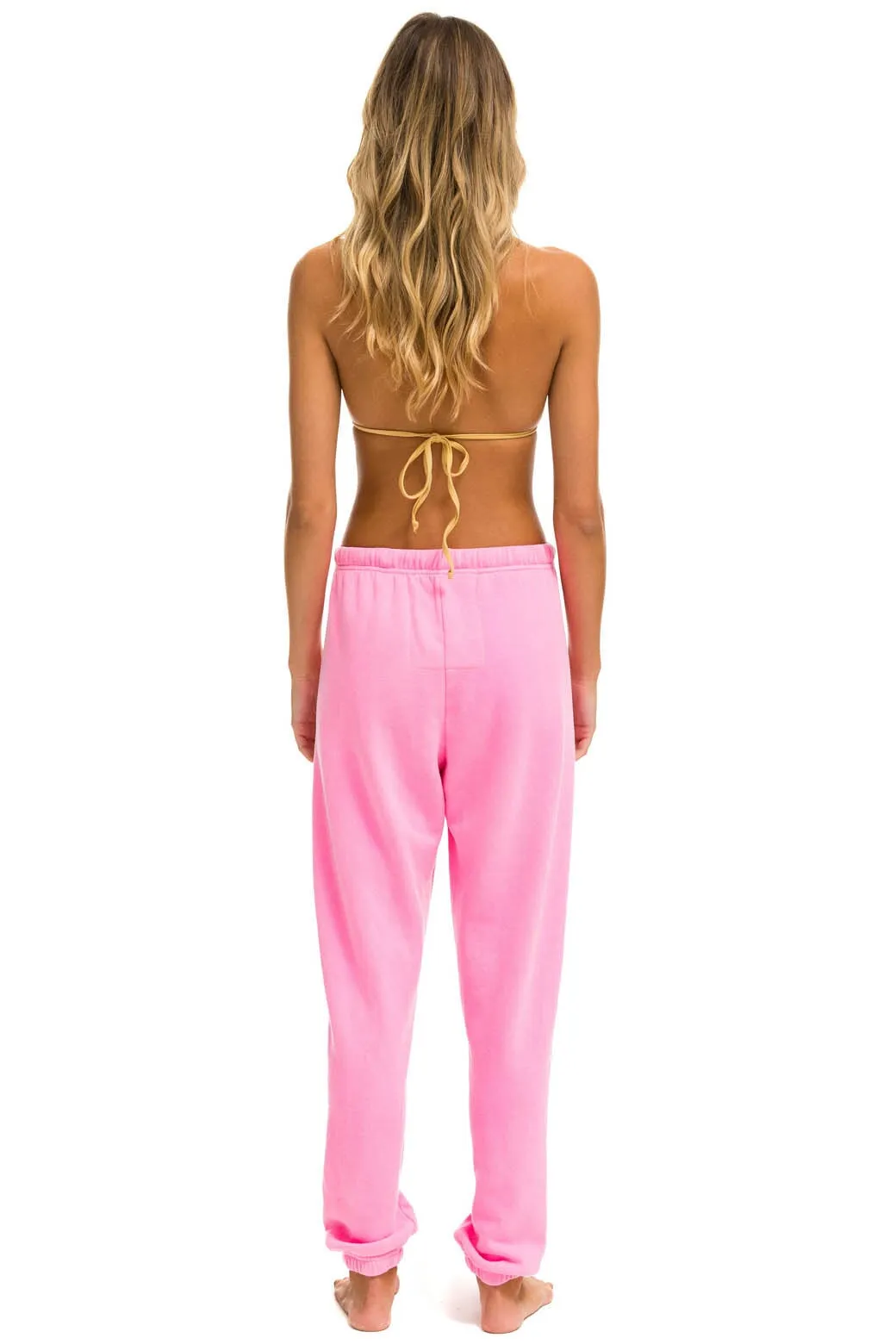 RAINBOW EMBROIDERY SWEATPANTS - NEON PINK