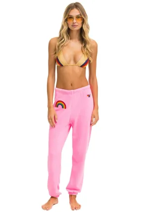RAINBOW EMBROIDERY SWEATPANTS - NEON PINK