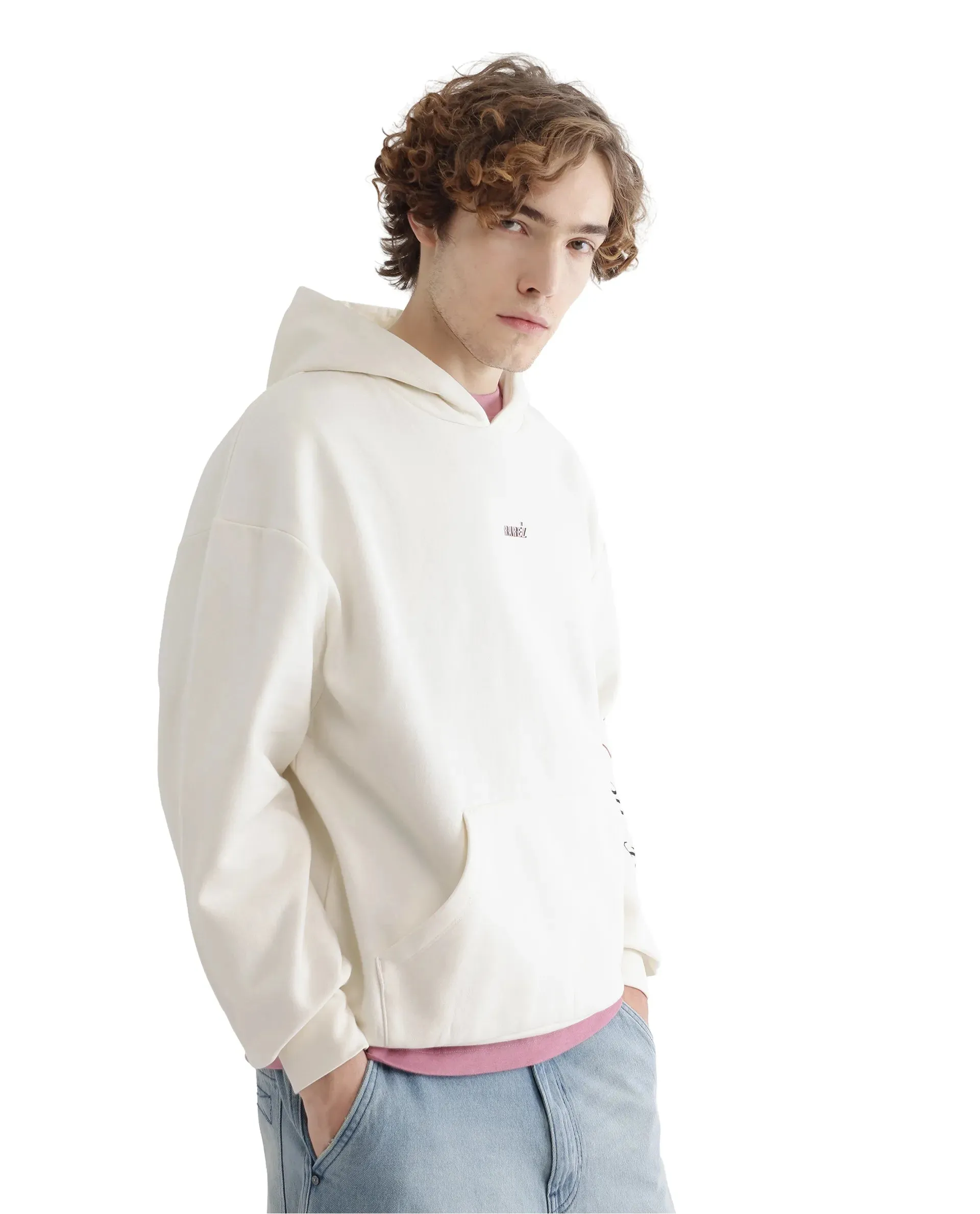 Rare Rabbit Men Maner Off White Full Sleeve Boxy Fit Printed Sweatshirt