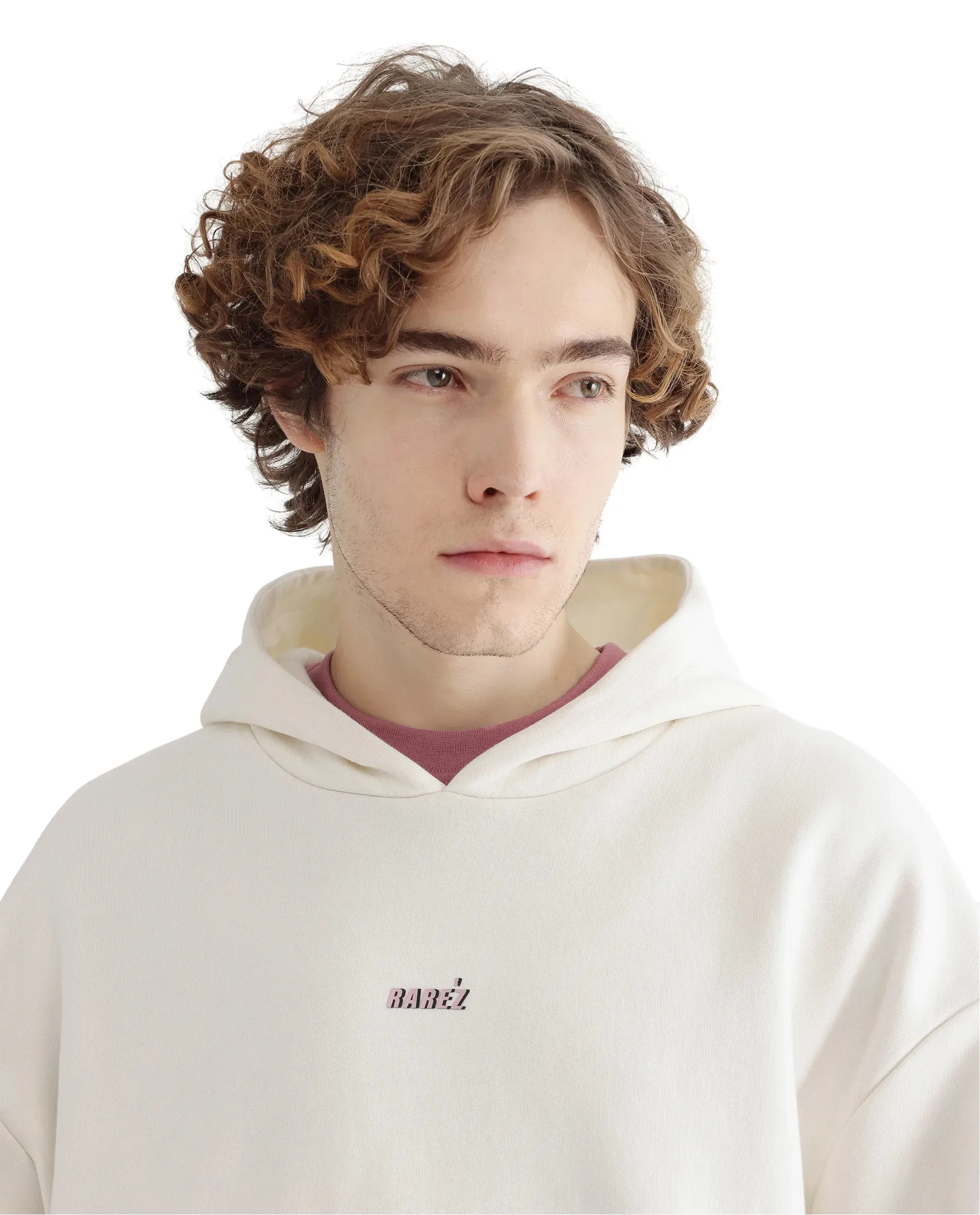 Rare Rabbit Men Maner Off White Full Sleeve Boxy Fit Printed Sweatshirt