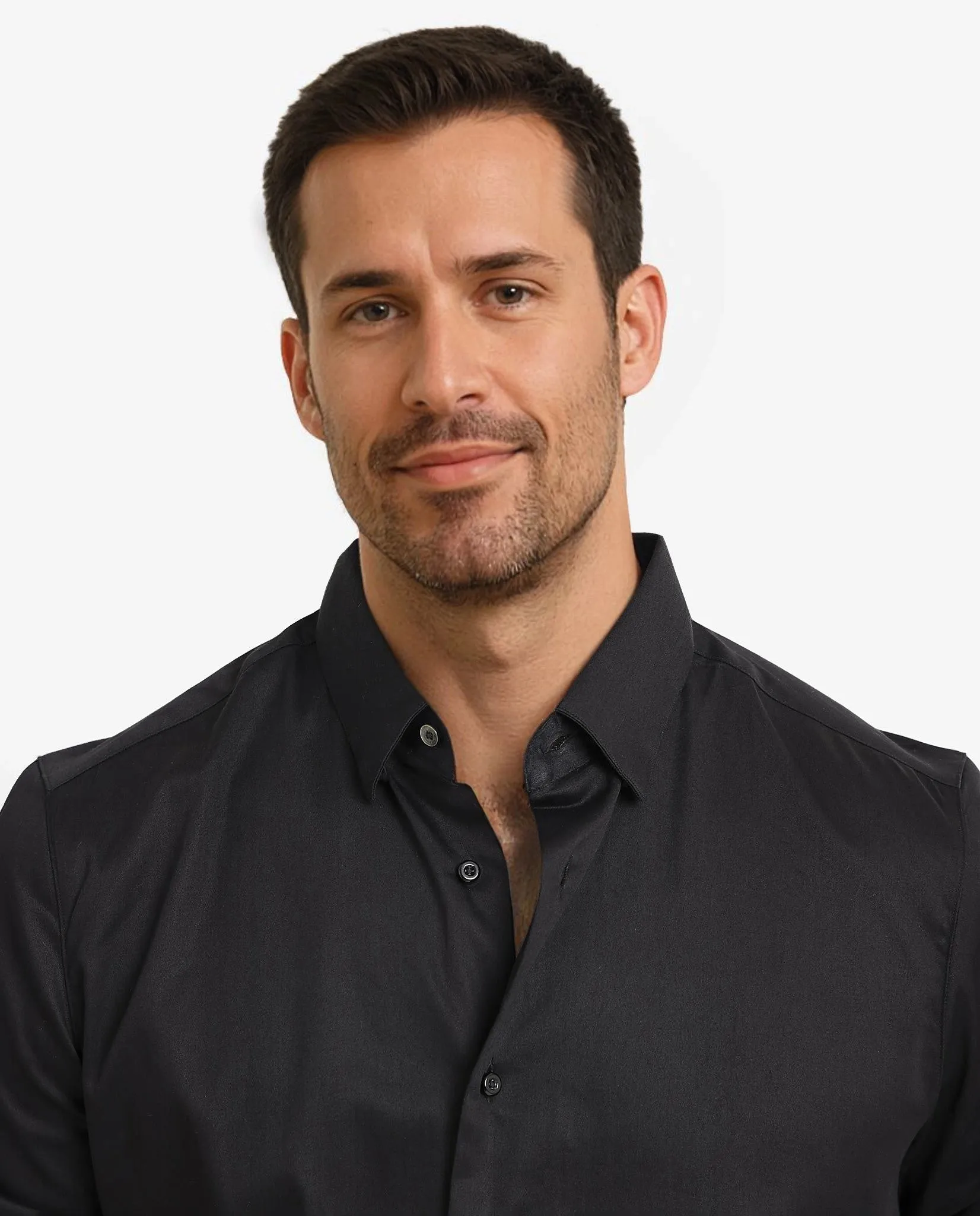 Rare Rabbit Men's Como Black Satin Fabric Button Down Collar Full Sleeves Solid Formal Shirt