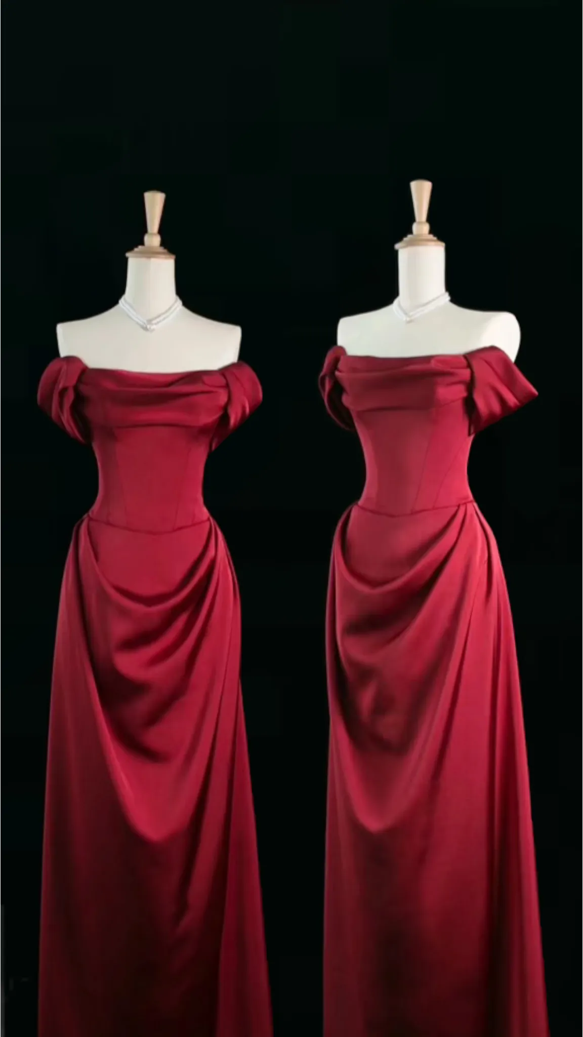 Red Satin Long A Line Prom Dress Red Evening Dress        fg5558