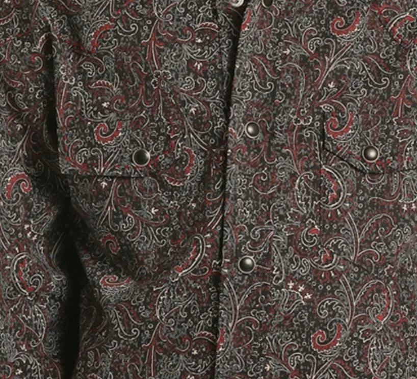 Rock & Roll Cowboy Boy's Black & Red Paisley Long Sleeve Western Shirt B8S1301