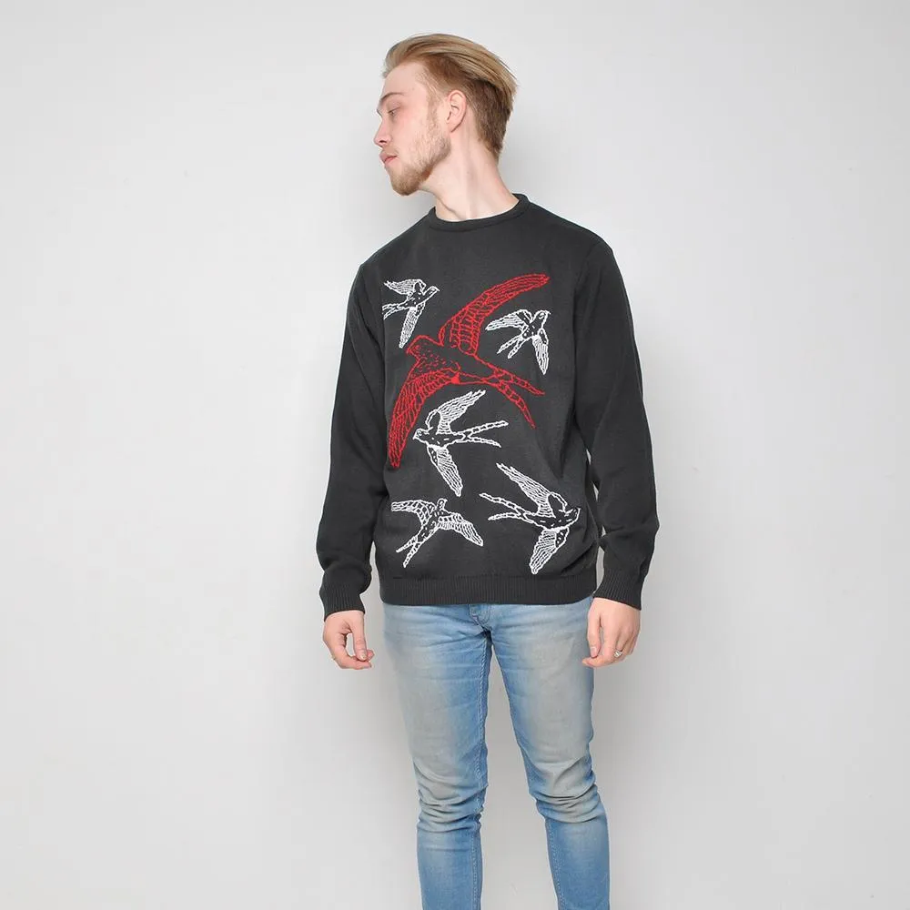 Run & Fly - Birds - Mens Jumper - Black