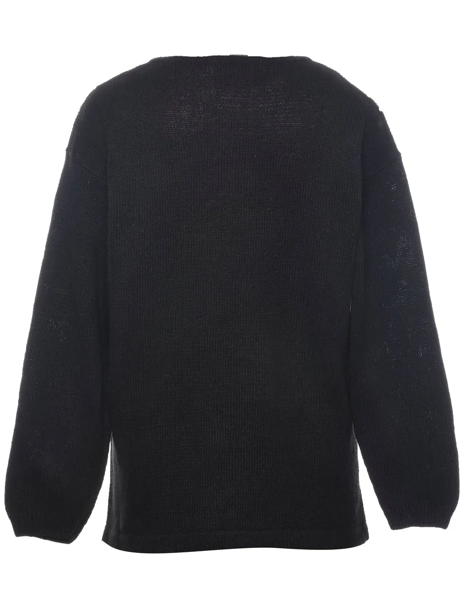 Sequined Black Jumper - S