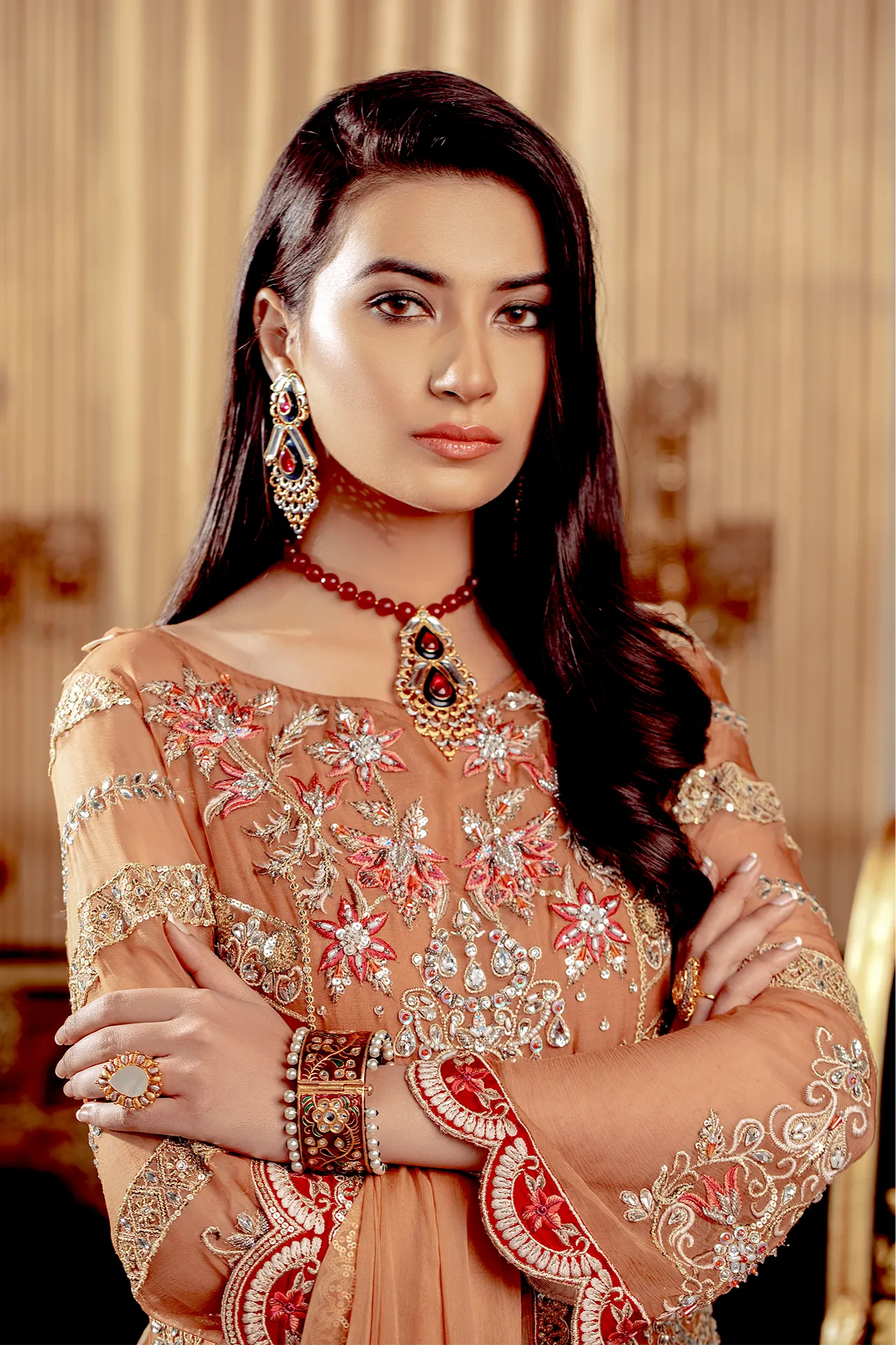 Serene Premium Beaux Rêves Embroidered Chiffon Collection 2020 – S-1004 Rust Tickle