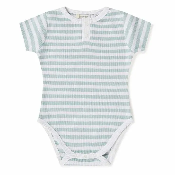 Snuggle Hunny SS Bodysuit - Sage Stripe