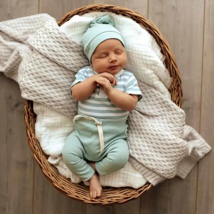 Snuggle Hunny SS Bodysuit - Sage Stripe