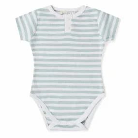 Snuggle Hunny SS Bodysuit - Sage Stripe