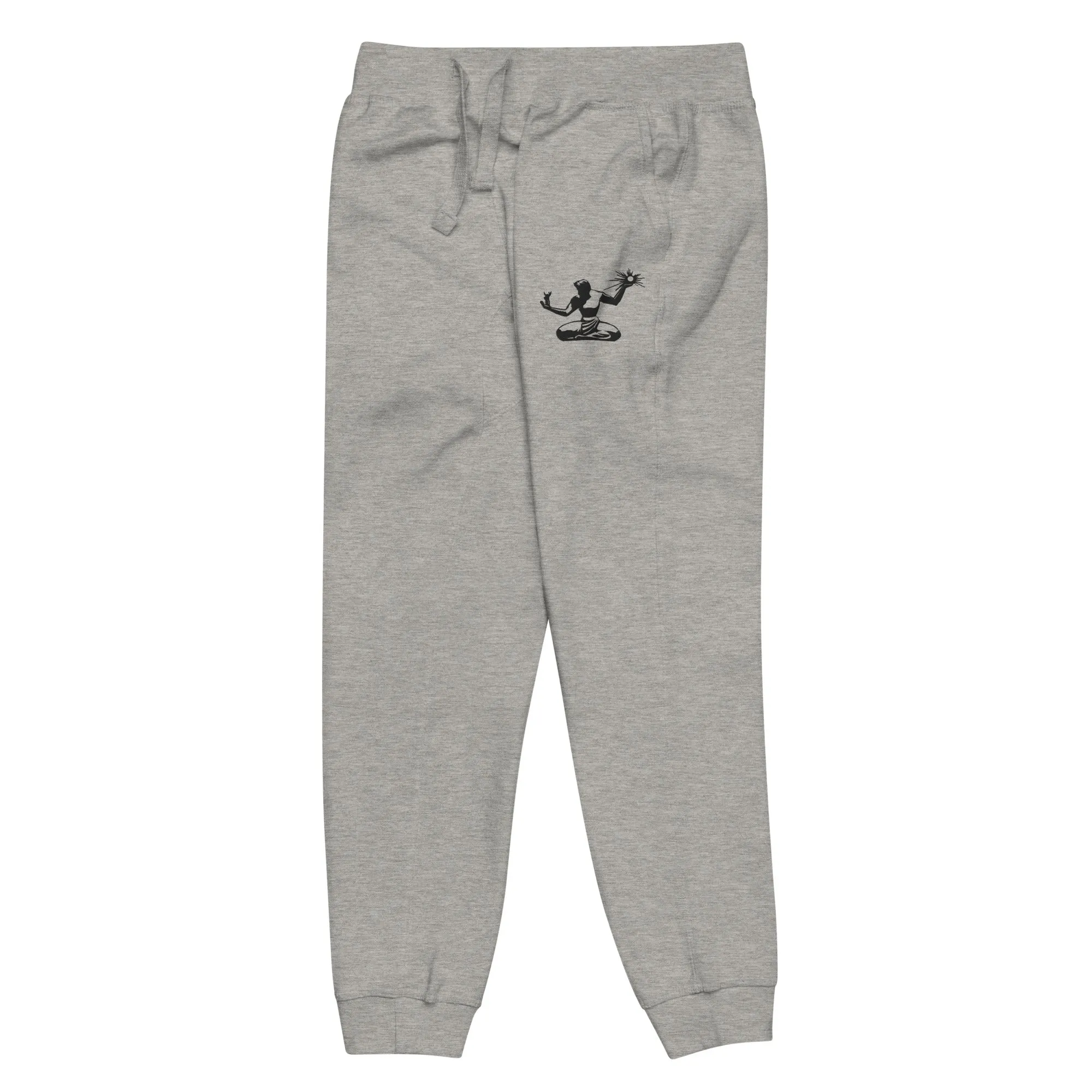 Spirit of Detroit Premium Embroidered Unisex Fleece Sweatpants - Athletic Gray / Black